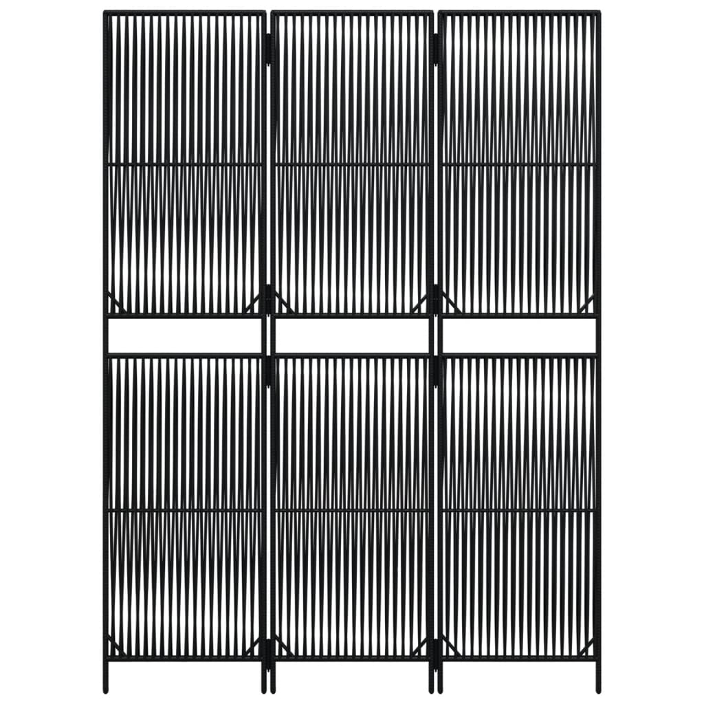 Divisorio per Ambienti a 3 Pannelli Nero in Polyrattan - homemem39