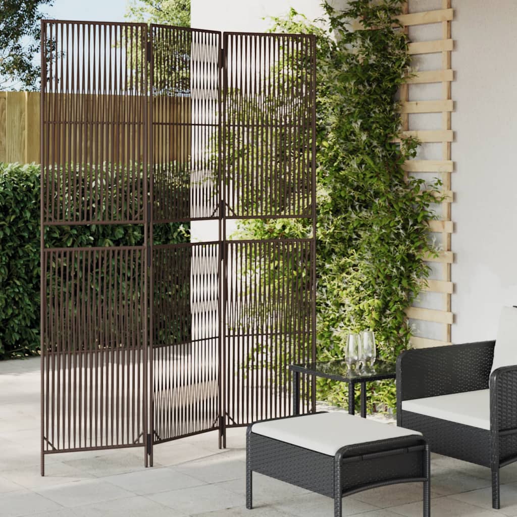 Divisorio per Ambienti a 3 Pannelli Marrone in Polyrattan - homemem39