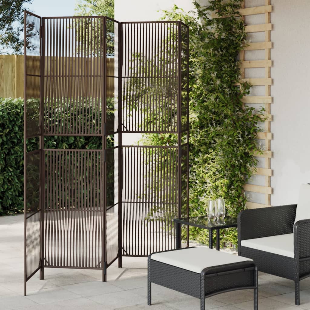 Divisorio per Ambienti a 5 Pannelli Marrone in Polyrattan - homemem39