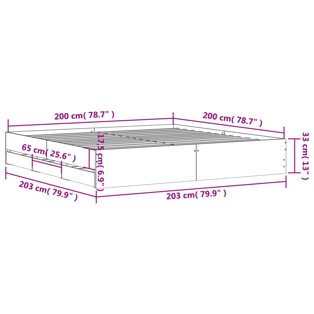 Giroletto Cassetti Grigio Cemento 200x200 cm Legno Multistrato | homemem39
