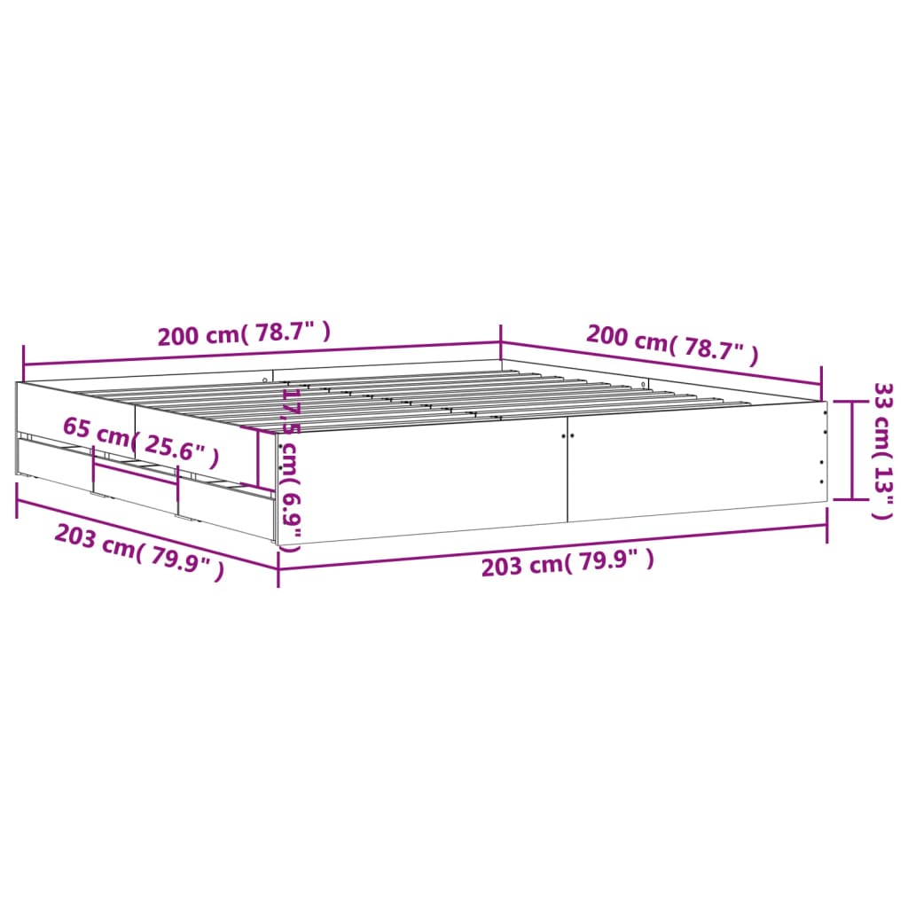 Giroletto Cassetti Grigio Sonoma 200x200 cm Legno Multistrato | homemem39