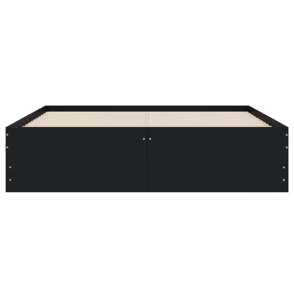 Giroletto con Cassetti Nero 120x200 cm in Legno Multistrato
