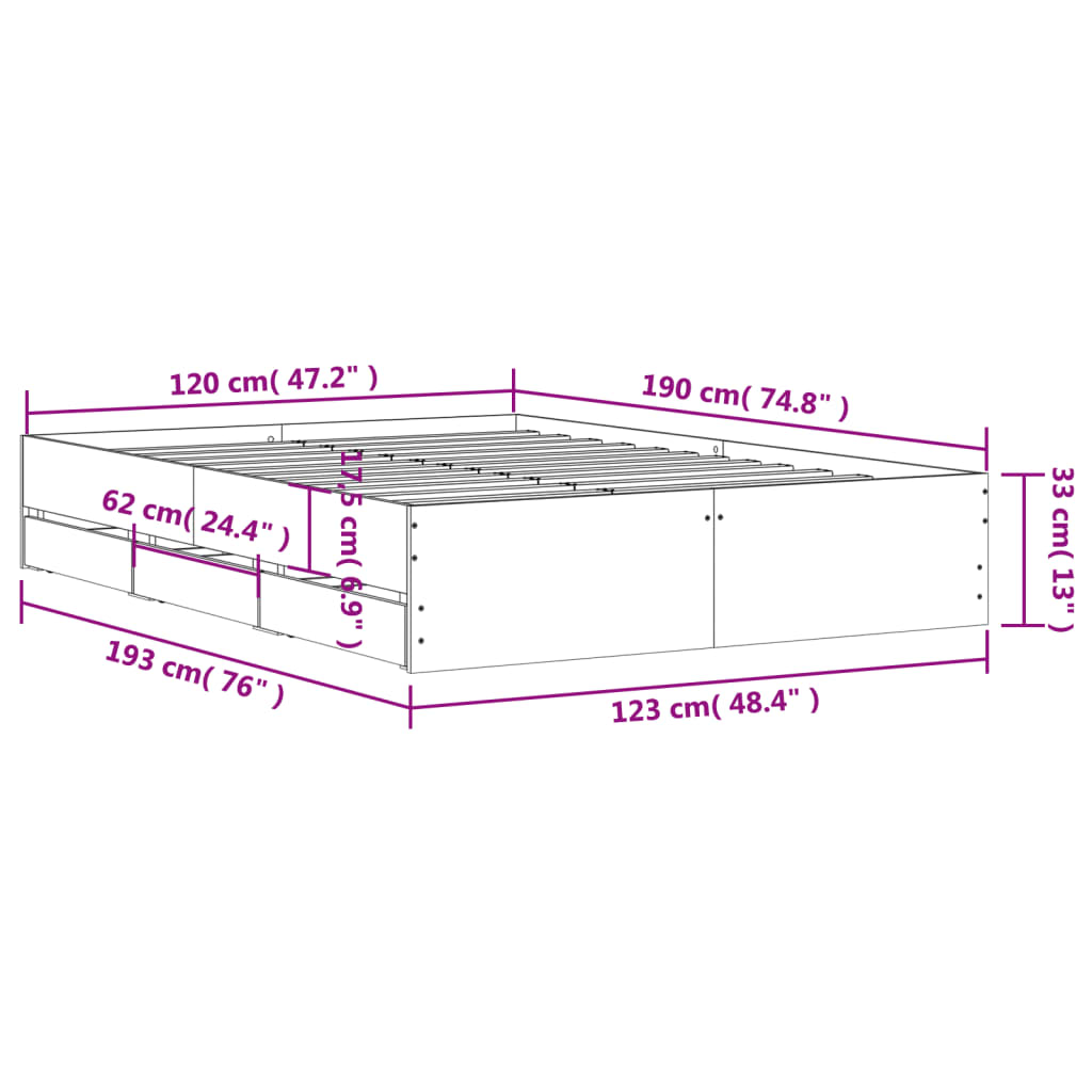 Giroletto Cassetti Rovere Marrone 120x190 cm Legno Multistrato | homemem39