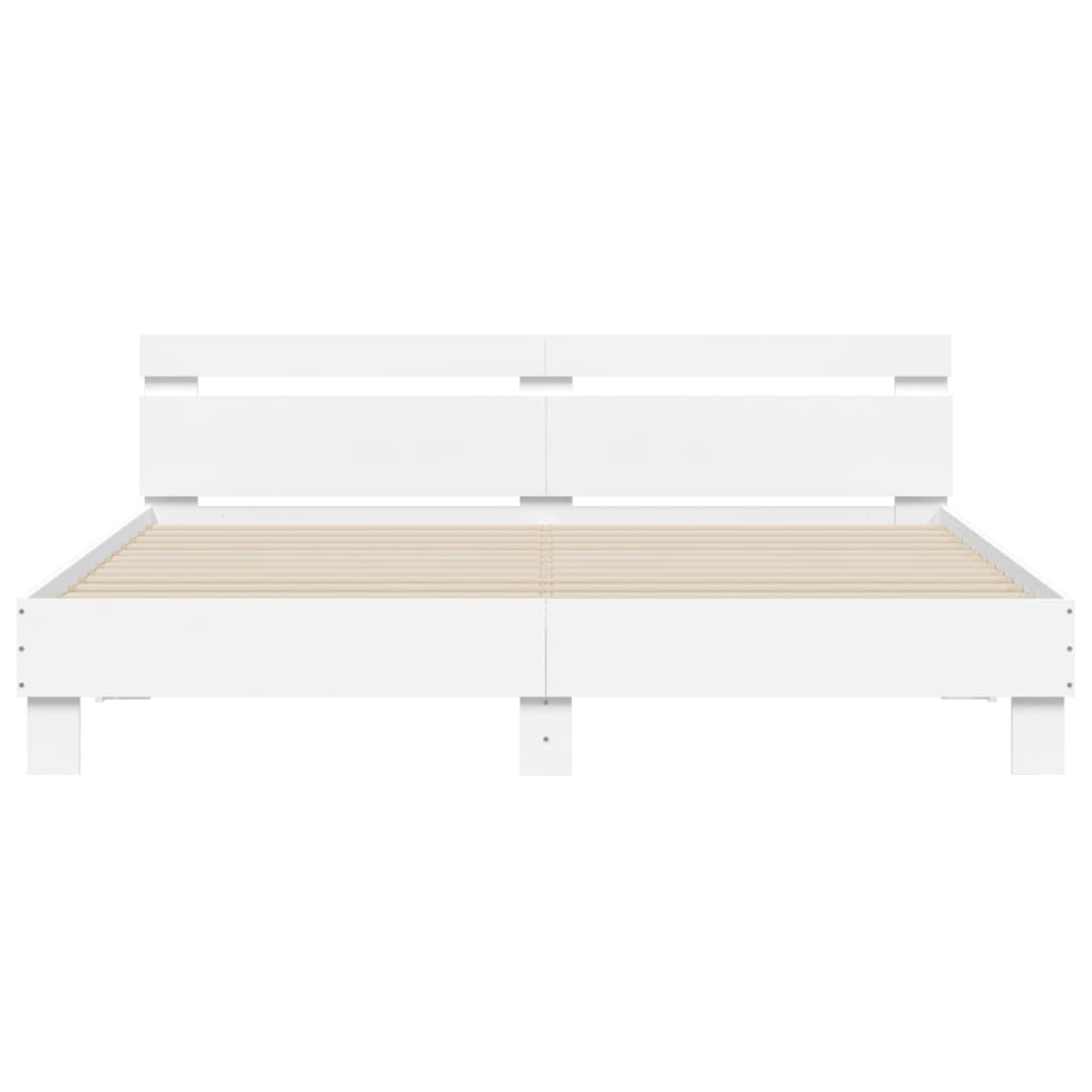 Giroletto con Testiera Bianco 180x200 cm in Legno Multistrato