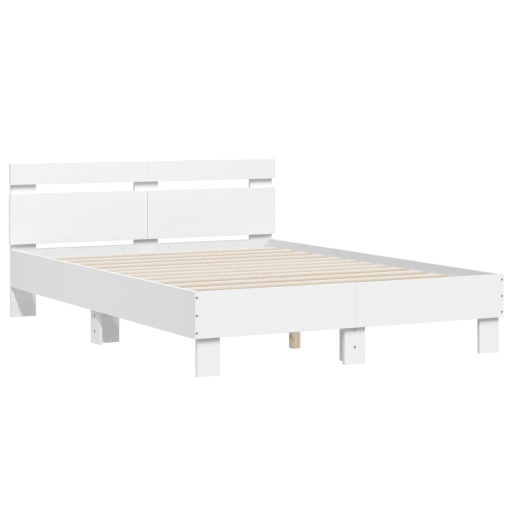 Giroletto con Testiera Bianco 135x190 cm in Legno Multistrato
