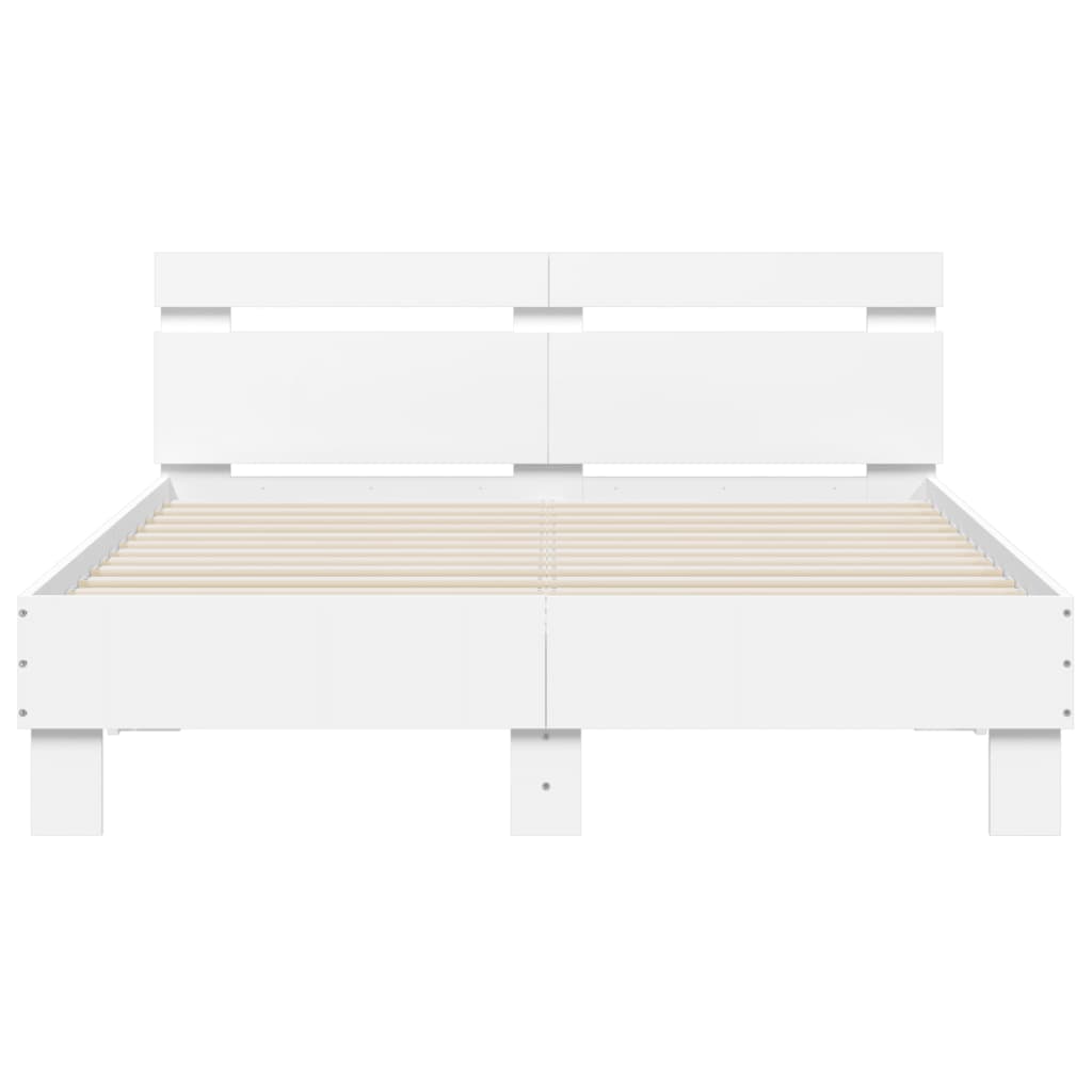 Giroletto con Testiera Bianco 135x190 cm in Legno Multistrato