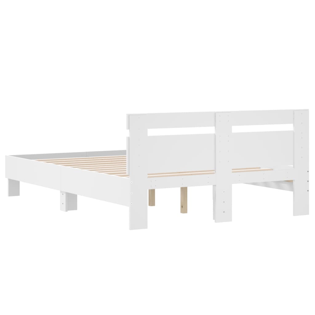 Giroletto con Testiera Bianco 135x190 cm in Legno Multistrato