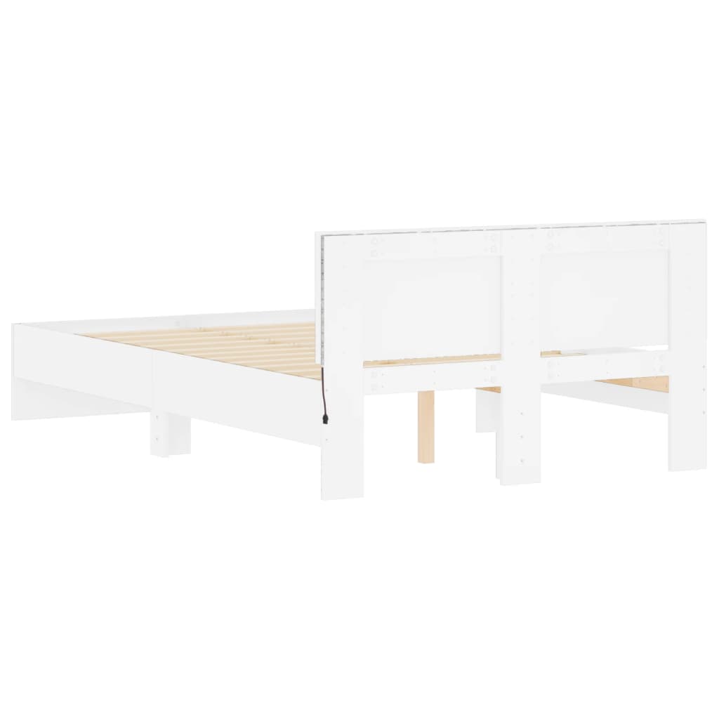 Giroletto con Testiera e LED Bianco 135x190 cm