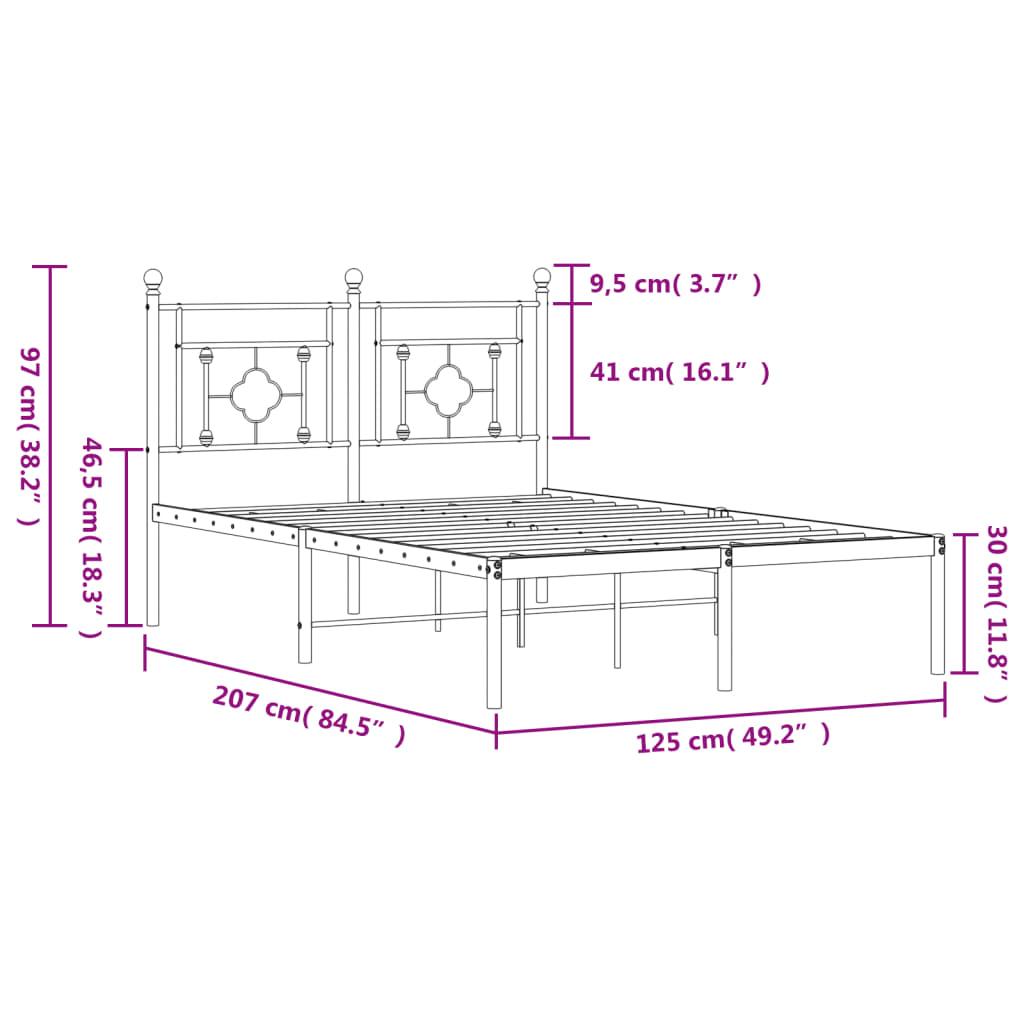 Giroletto con Testiera in Metallo Nero 120x200 cm | homemem39