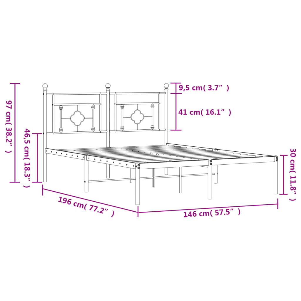 Giroletto con Testiera in Metallo Nero 140x190 cm | homemem39