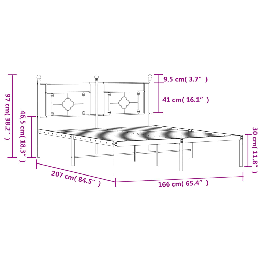 Giroletto con Testiera in Metallo Nero 160x200 cm | homemem39