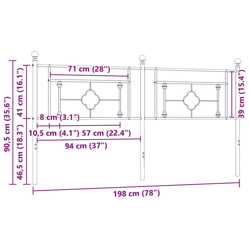 Testiera di Ricambio in Metallo Nero 193 cm | homemem39