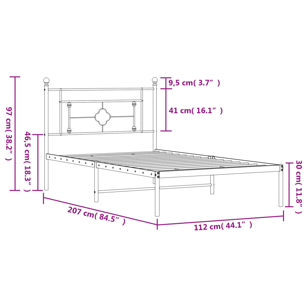 Giroletto con Testiera Metallo Bianco 107x203 cm | homemem39