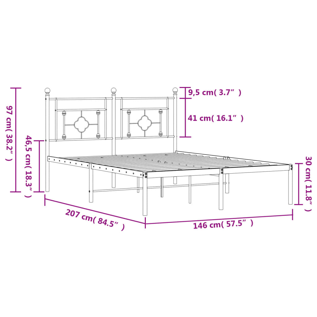 Giroletto con Testiera Metallo Bianco 140x200 cm | homemem39