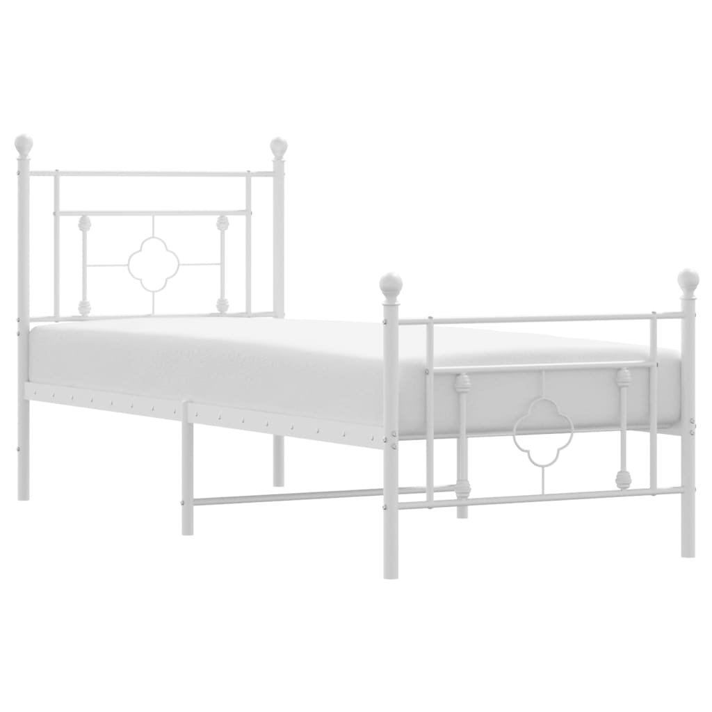 Giroletto con Testiera e Pediera Metallo Bianco 80x200 cm