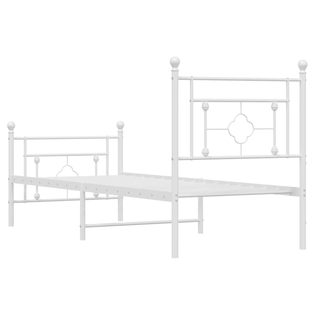 Giroletto con Testiera e Pediera Metallo Bianco 80x200 cm