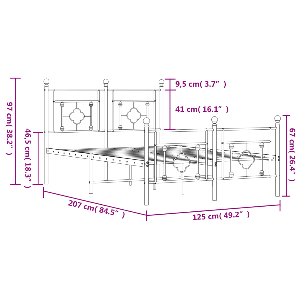 Giroletto con Testiera e Pediera Metallo Bianco 120x200 cm | homemem39