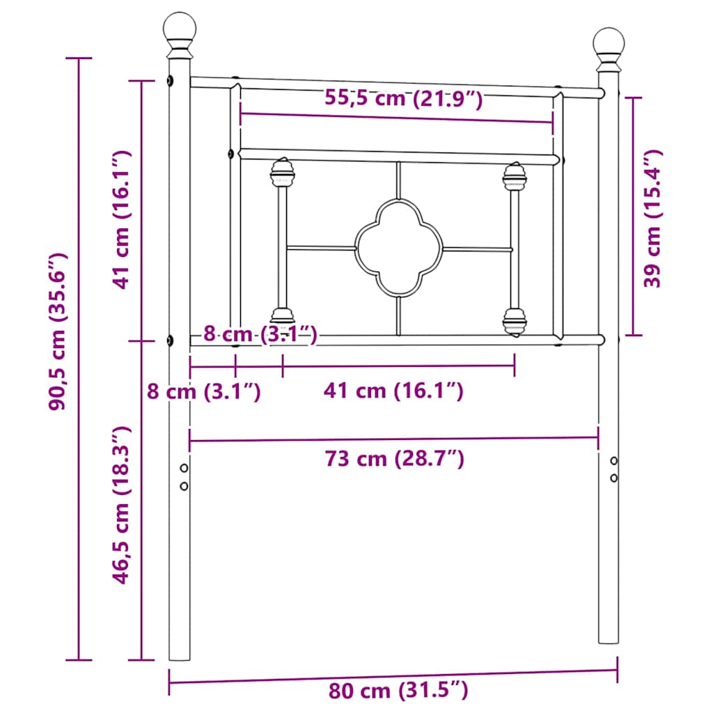 Testiera di Ricambio in Metallo Bianco 75 cm | homemem39