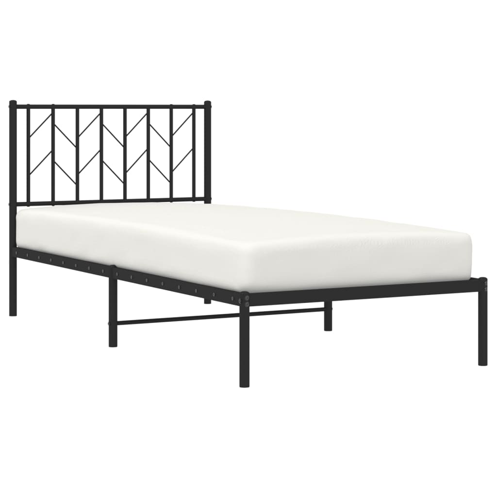 Giroletto con Testiera in Metallo Nero 90x200 cm