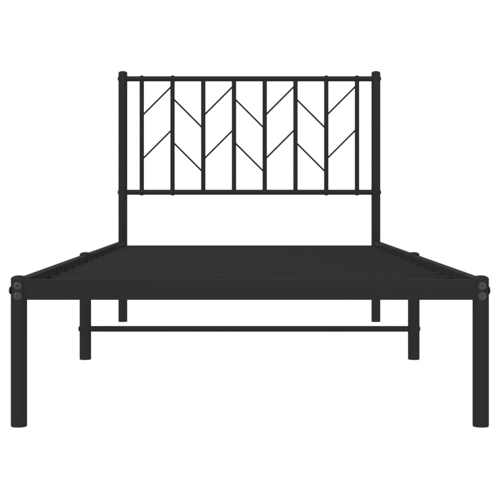 Giroletto con Testiera in Metallo Nero 90x200 cm