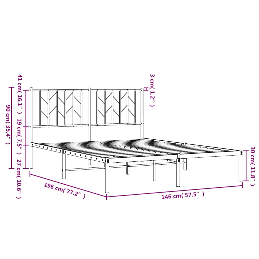 Giroletto con Testiera in Metallo Nero 140x190 cm | homemem39