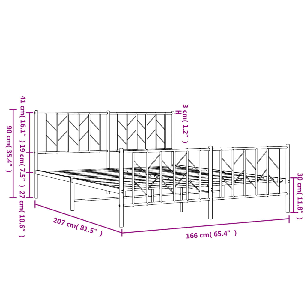 Giroletto senza Materaso con Pediera in Metallo Nero 160x200 cm | homemem39