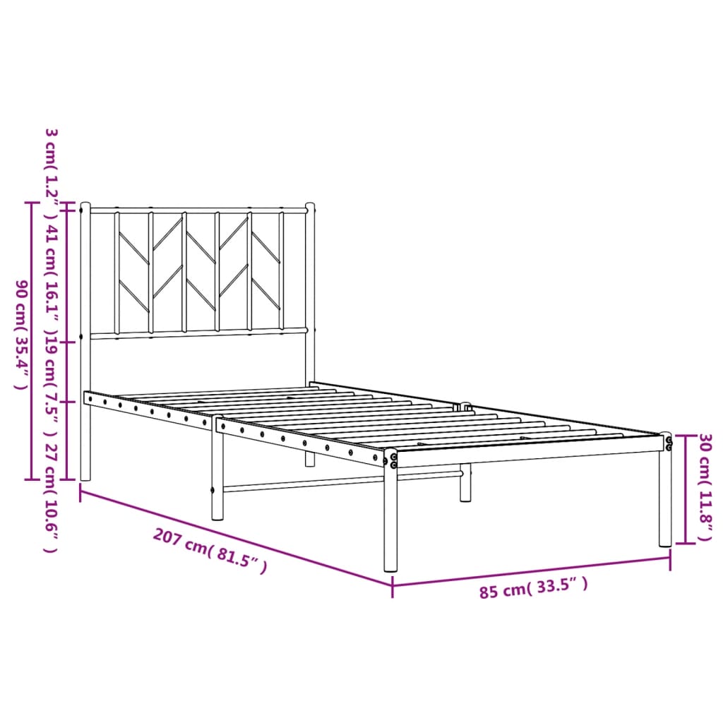 Giroletto con Testiera Metallo Bianco 80x200 cm | homemem39