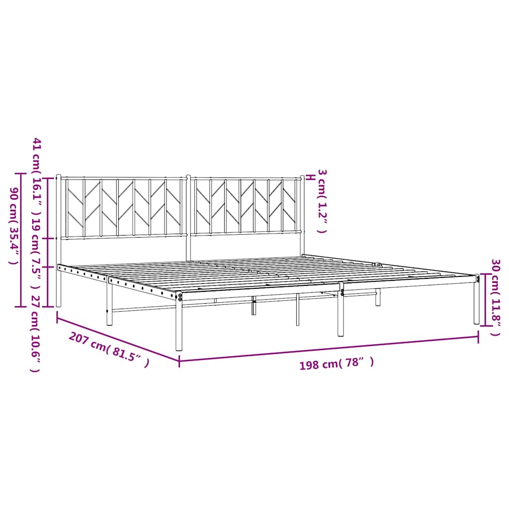 Giroletto con Testiera Metallo Bianco 193x203 cm | homemem39