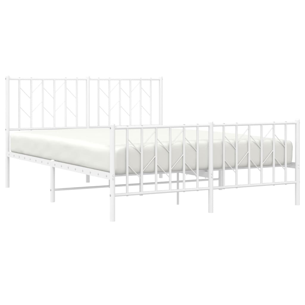 Giroletto con Testiera e Pediera Metallo Bianco 135x190 cm