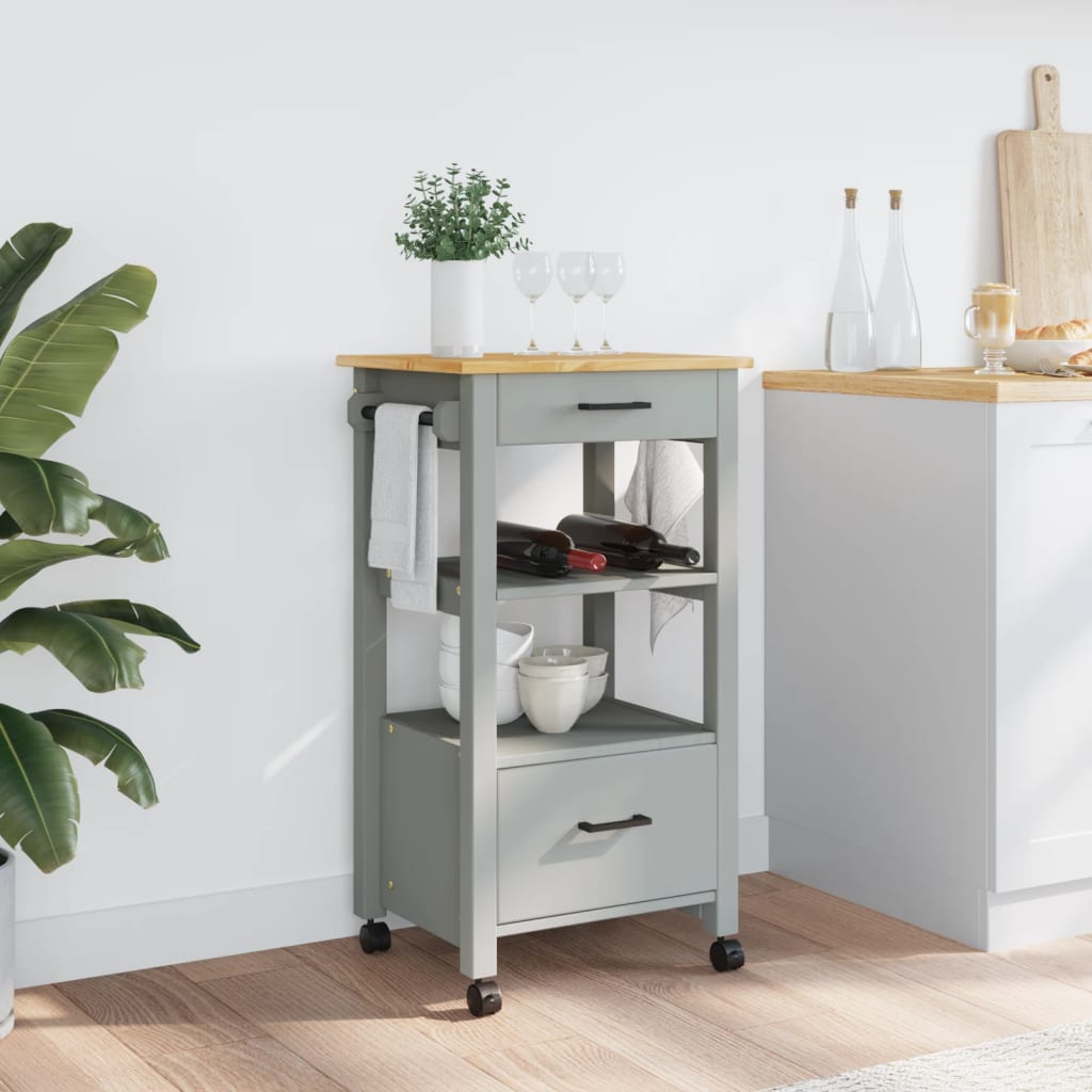 Carrello da Cucina MONZA 48x40x90 cm in Legno Massello di Pino - homemem39