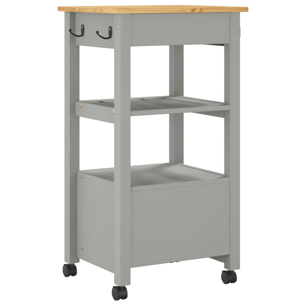 Carrello da Cucina MONZA 48x40x90 cm in Legno Massello di Pino - homemem39