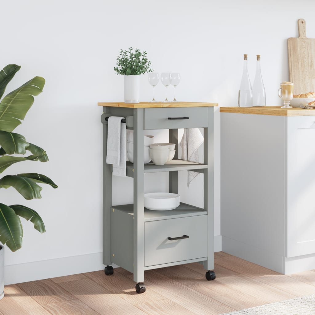 Carrello da Cucina MONZA 48x40x90 cm in Legno Massello di Pino - homemem39