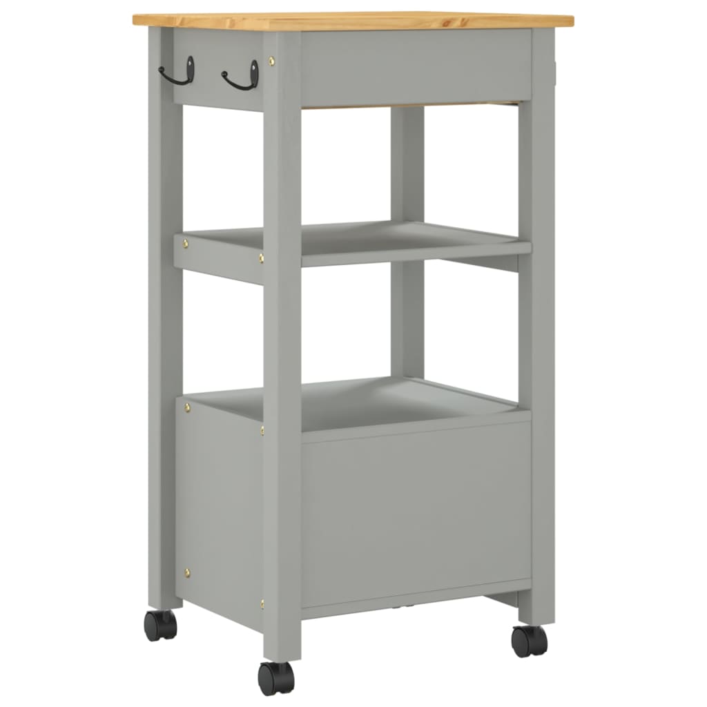 Carrello da Cucina MONZA 48x40x90 cm in Legno Massello di Pino - homemem39