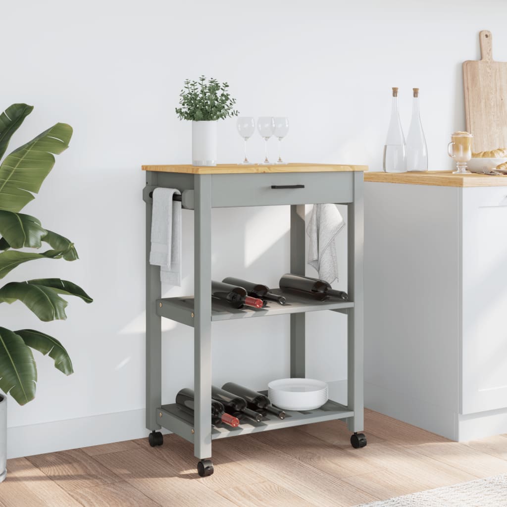 Carrello da Cucina MONZA 60x40x90 cm in Legno Massello di Pino - homemem39