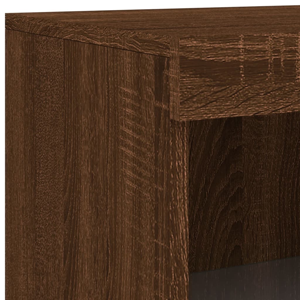 Armadietto con Luci LED Rovere Marrone in Legno Multistrato | homemem39