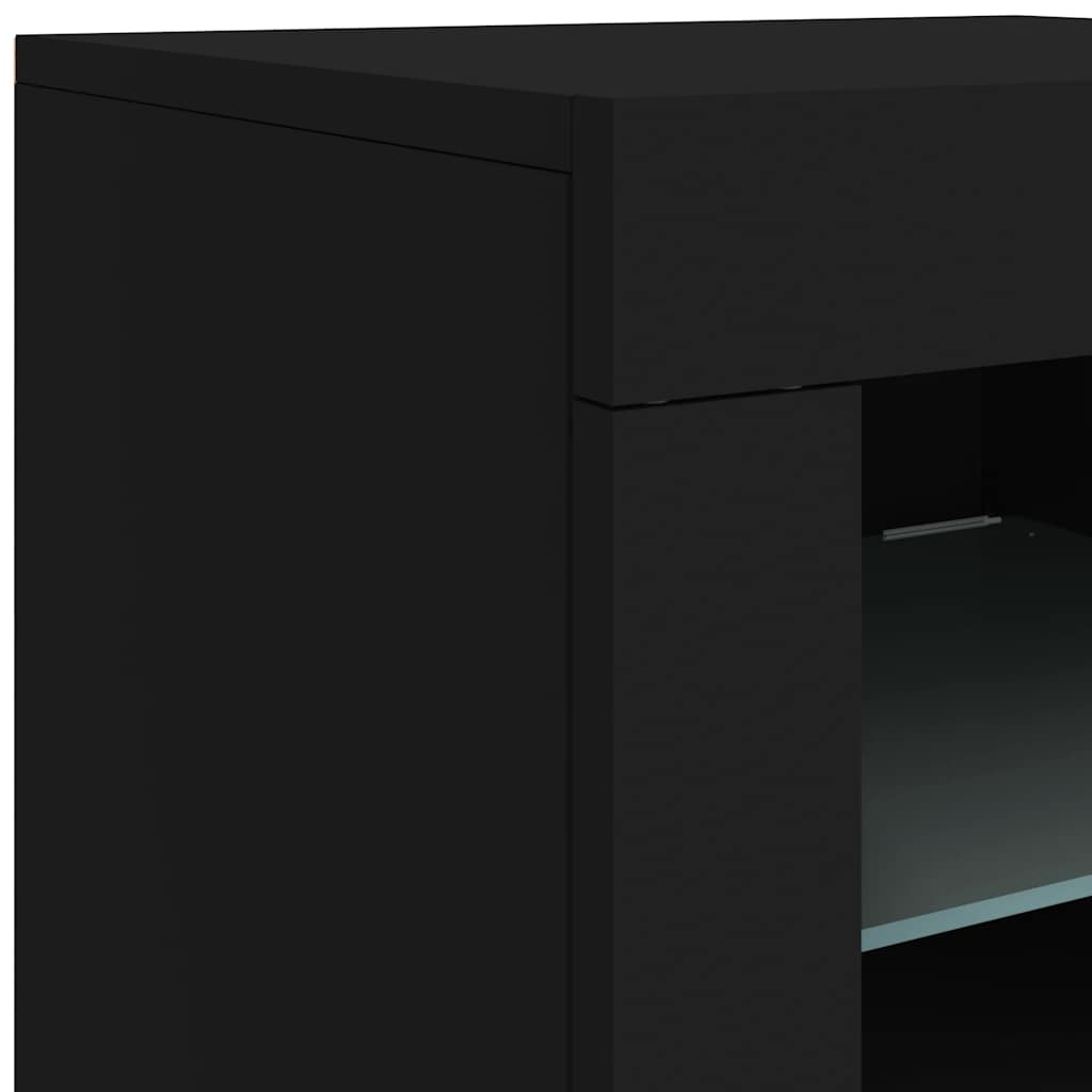 Armadietto con Luci LED Nero in Legno Multistrato | homemem39
