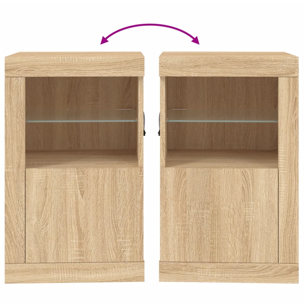 Armadietti con Luci LED 2pz Rovere Sonoma in Legno Multistrato | homemem39