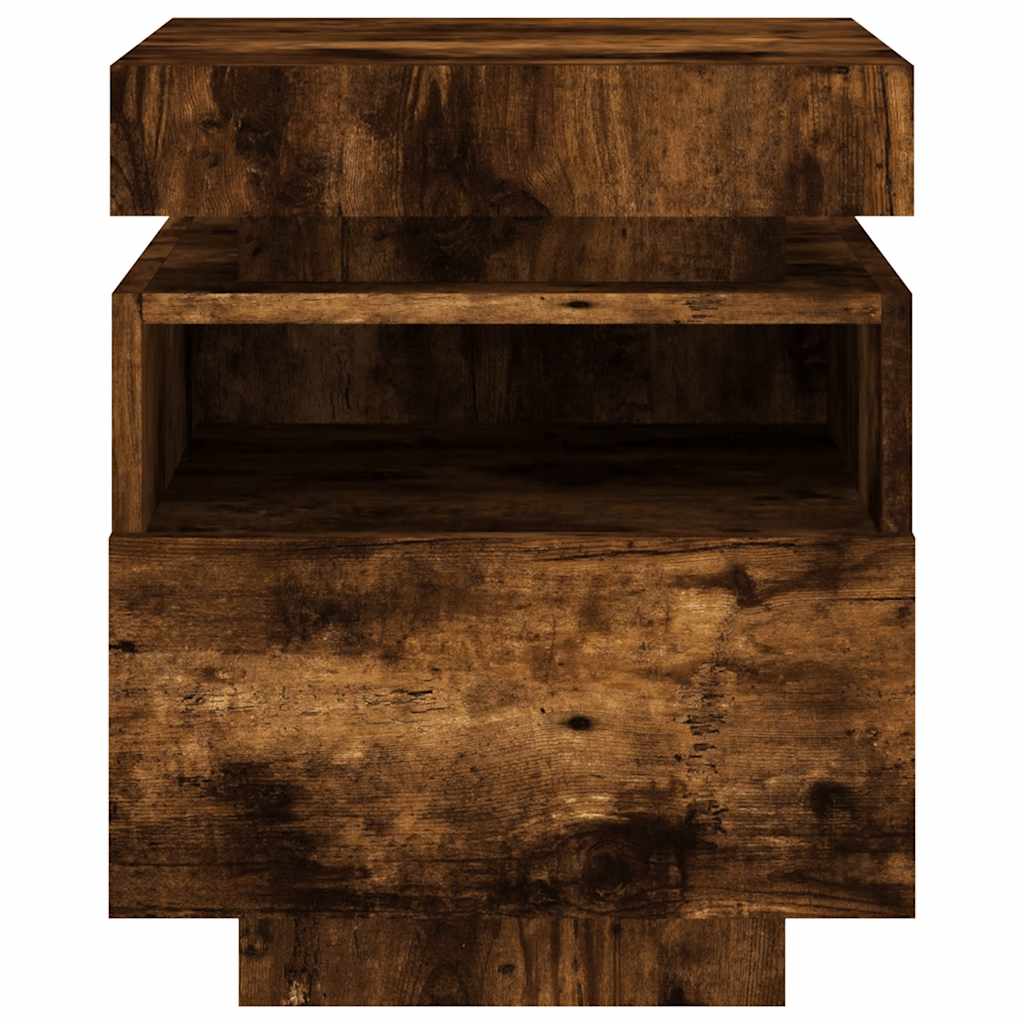 Comodini con Luci LED 2pz Rovere Fumo 40x39x48,5 cm - homemem39