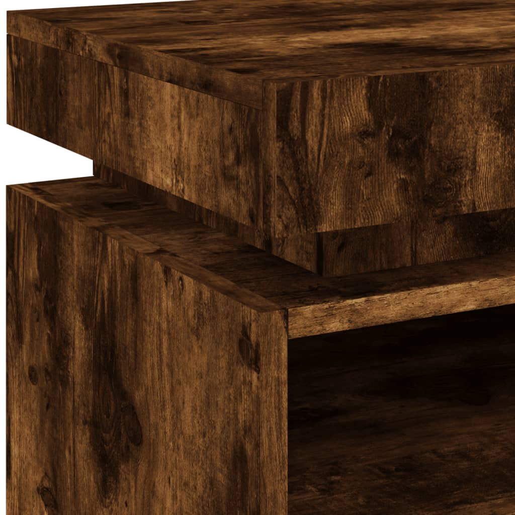 Comodini con Luci LED 2pz Rovere Fumo 40x39x48,5 cm - homemem39