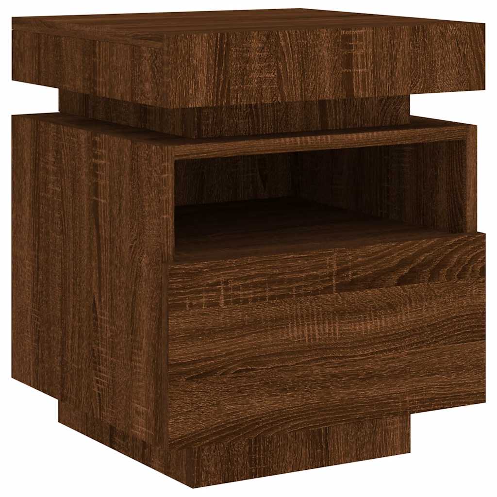 Comodini con Luci LED 2pz Rovere Marrone 40x39x48,5 cm - homemem39