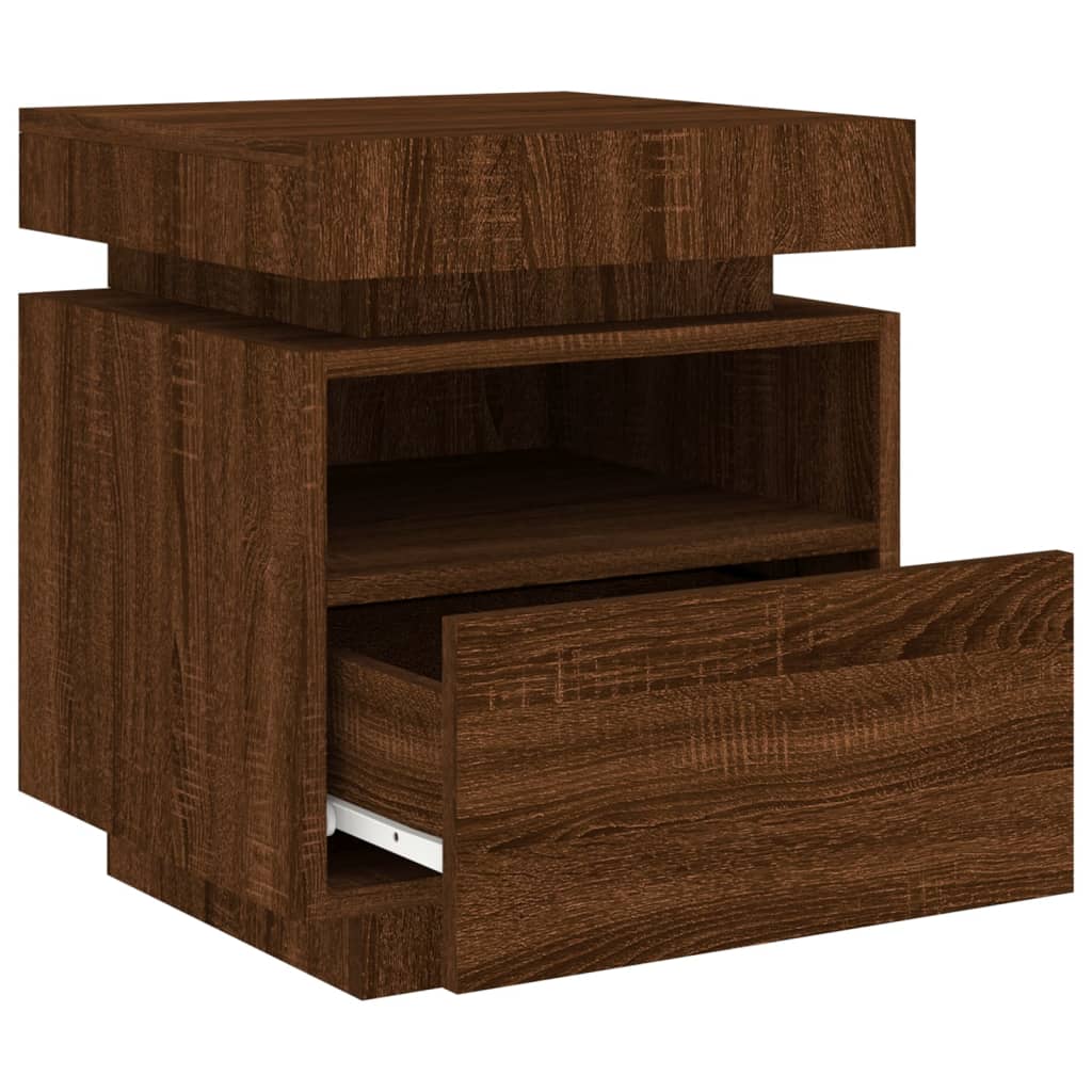 Comodini con Luci LED 2pz Rovere Marrone 40x39x48,5 cm - homemem39