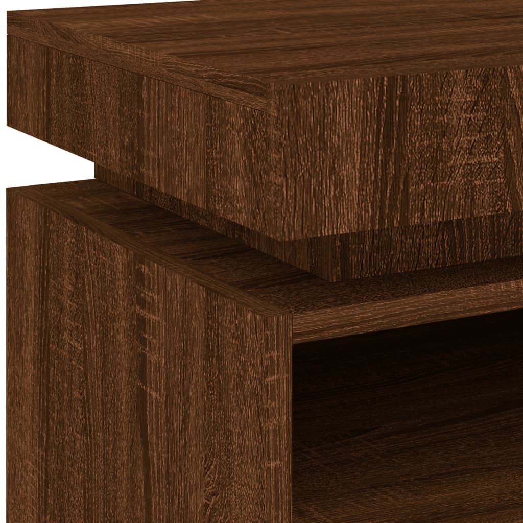 Comodini con Luci LED 2pz Rovere Marrone 40x39x48,5 cm - homemem39