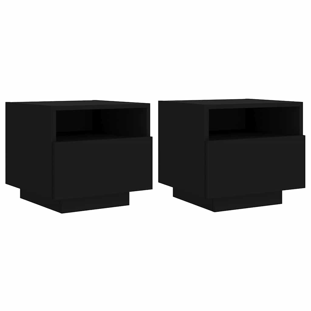 Comodini con Luci LED 2pz Neri 40x39x37 cm - homemem39