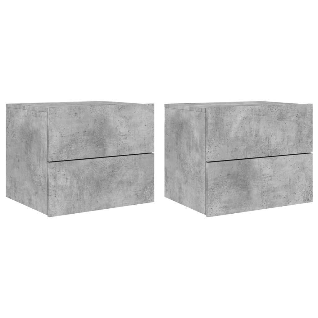 Comodini a Parete con Luci LED 2 pz Grigio Cemento - homemem39