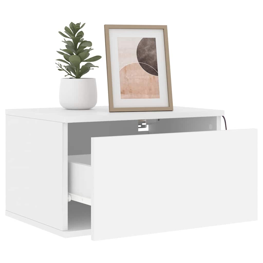 Comodino a Parete con Luci LED Bianco - homemem39