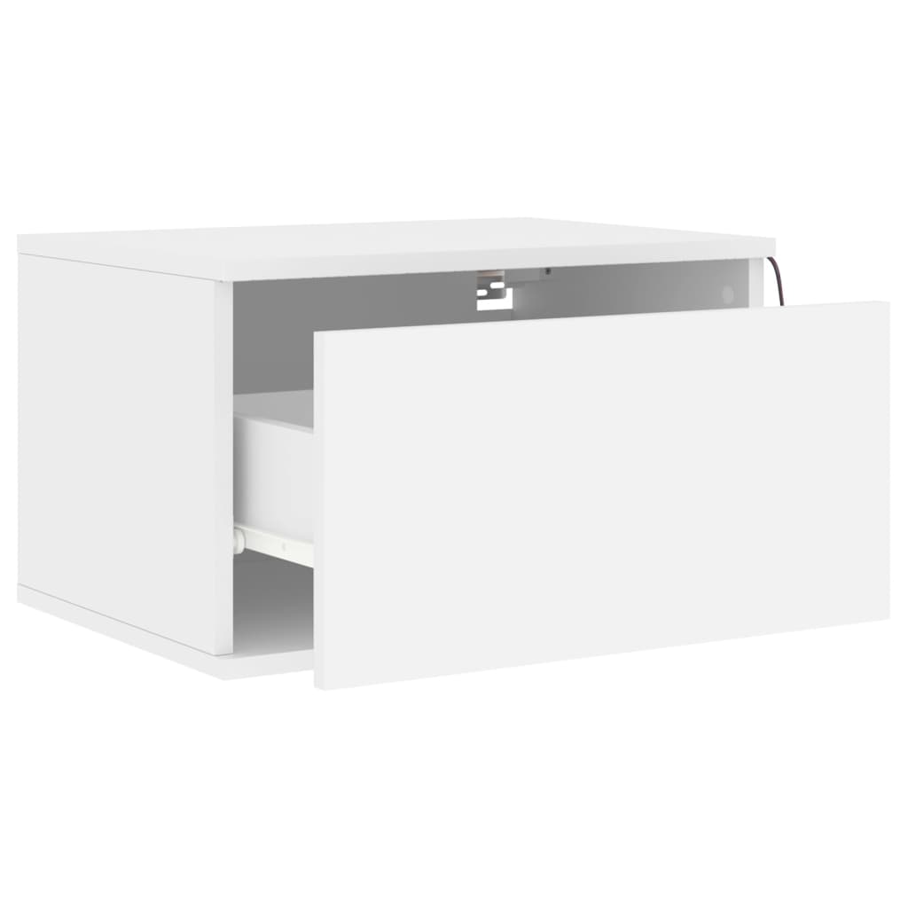 Comodini a Parete con Luci LED 2 pz Bianchi - homemem39