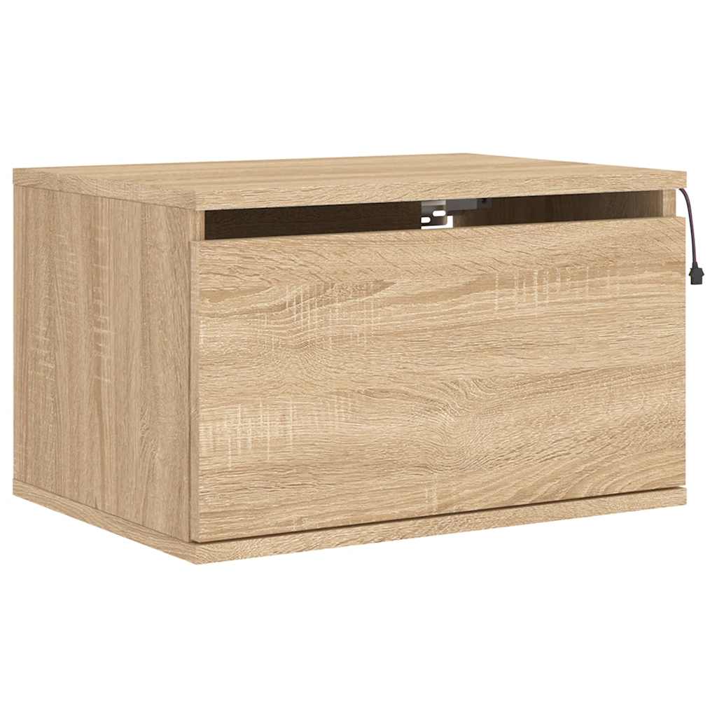 Comodini a Parete con luci LED 2 pz Rovere Sonoma - homemem39