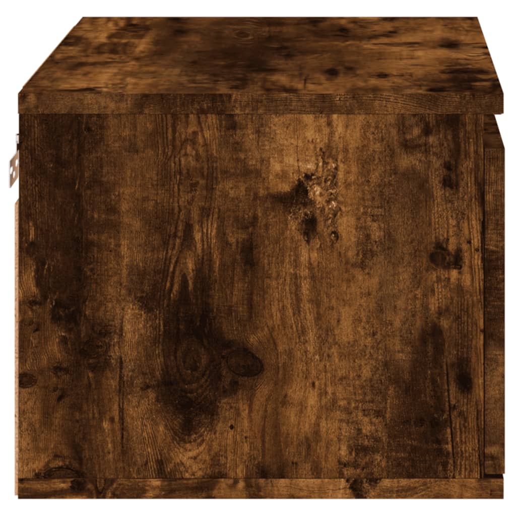 Comodino a Parete con luci LED Rovere Fumo - homemem39