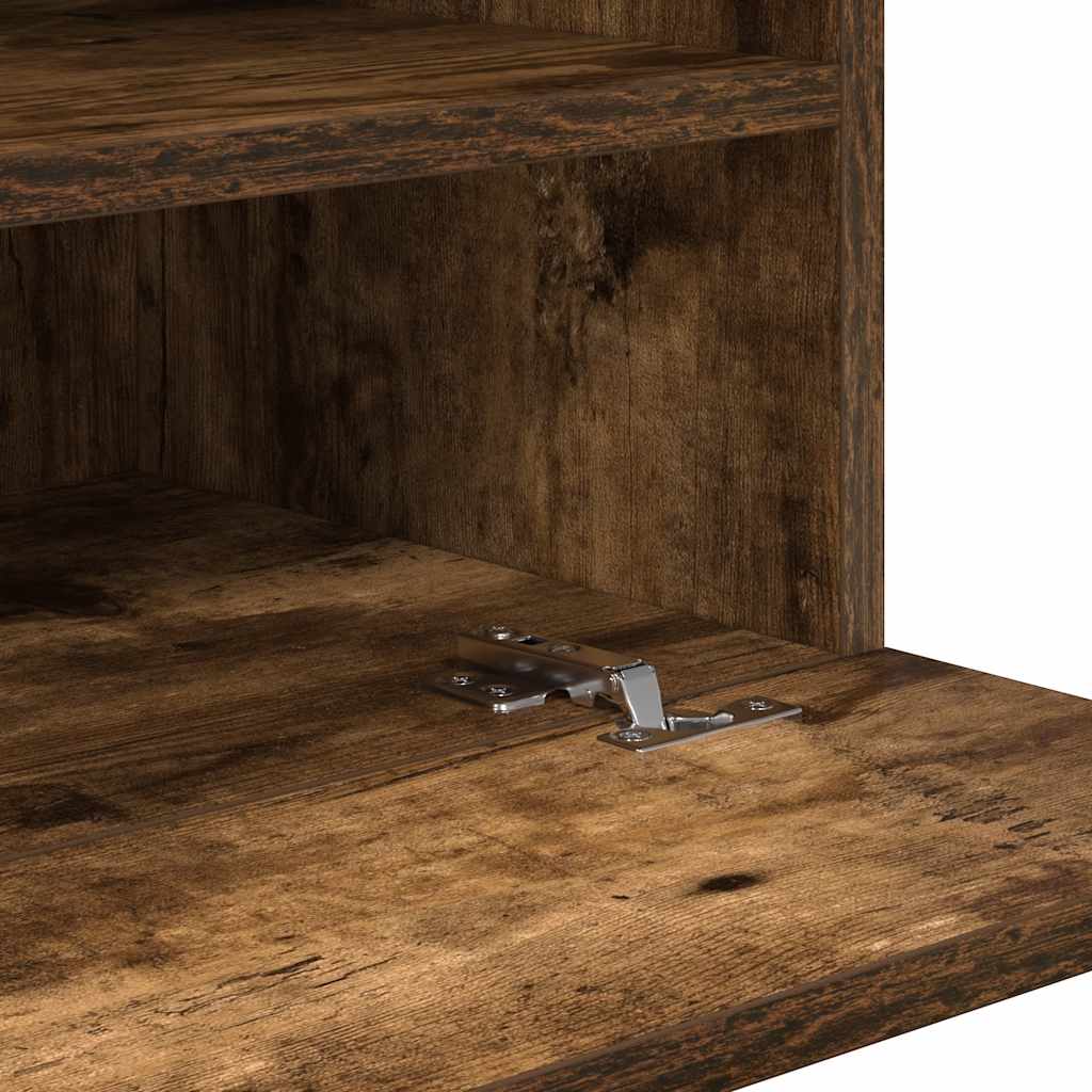 Mobili da parete con luci LED per TV 2pz Rovere Fumo 40x30x60,5 cm