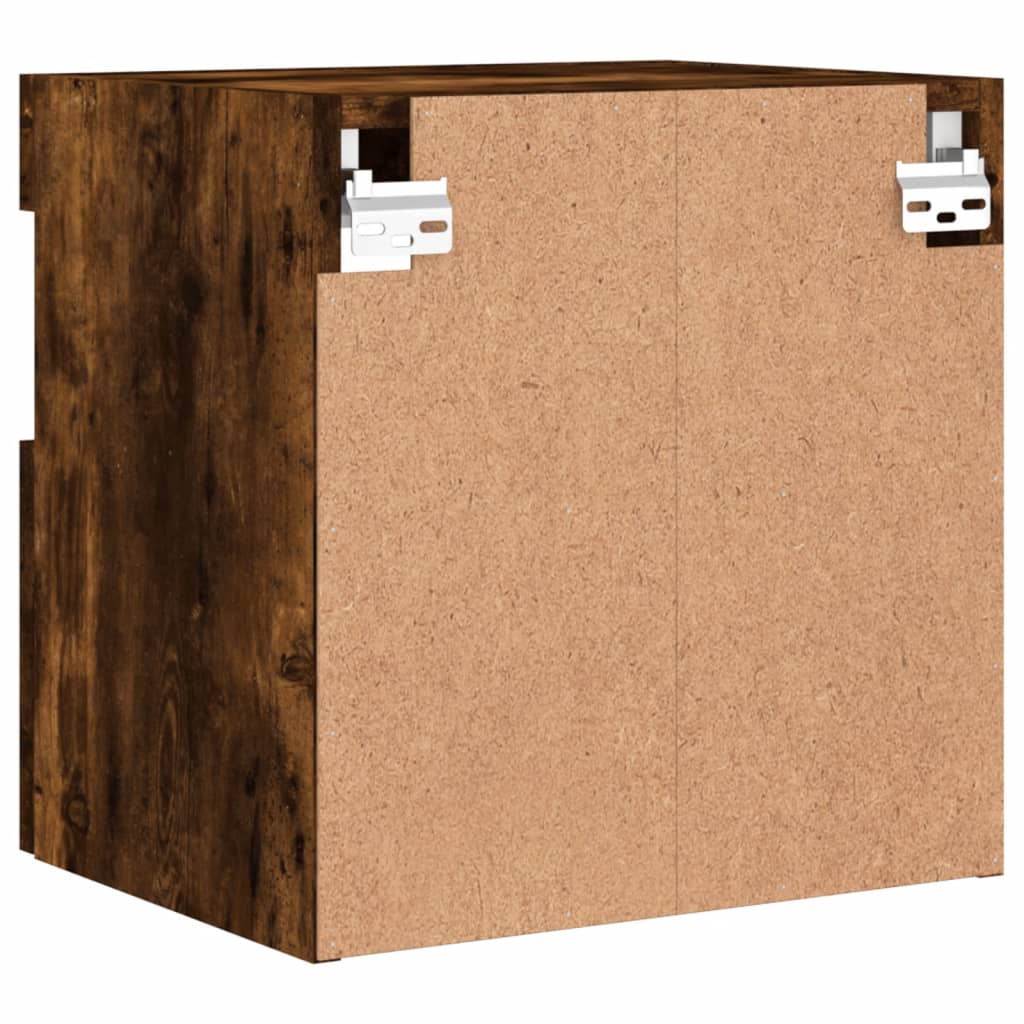 Mobile TV a Parete con Luci LED Rovere Fumo 40x30x40 cm | homemem39